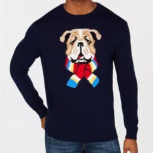 Club Room Navy Bulldog Crewneck Sweater